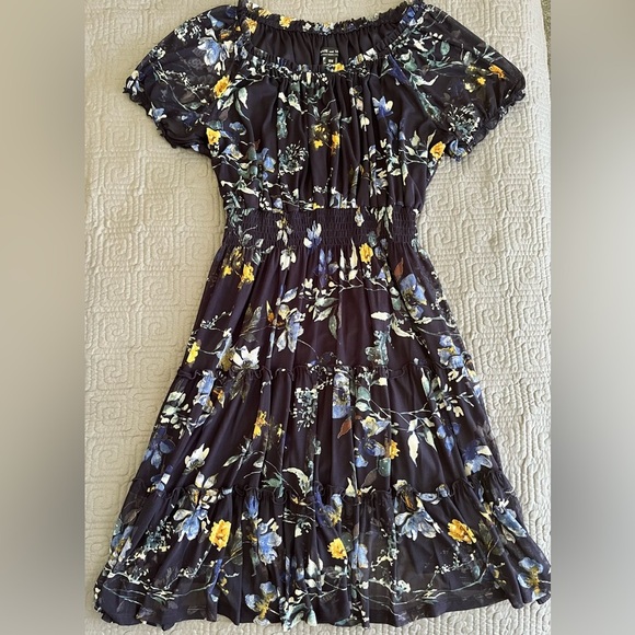 Kate And Lily Dresses & Skirts - Kate and Lily Navy Floral Print Dress with Ruffled Sleeves - Plus Size